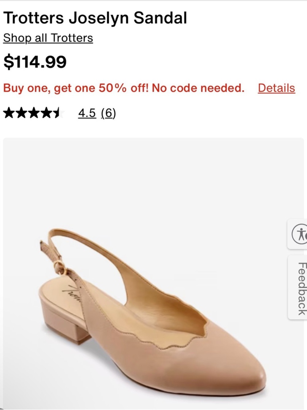 Trotters Joselyn Slingback Sandal in Nude Beige New no Box Size 8.5